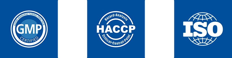 Certificates: GMP, HACCP and ISO